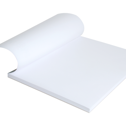 White plastic sheet with a cutout shape on a white background