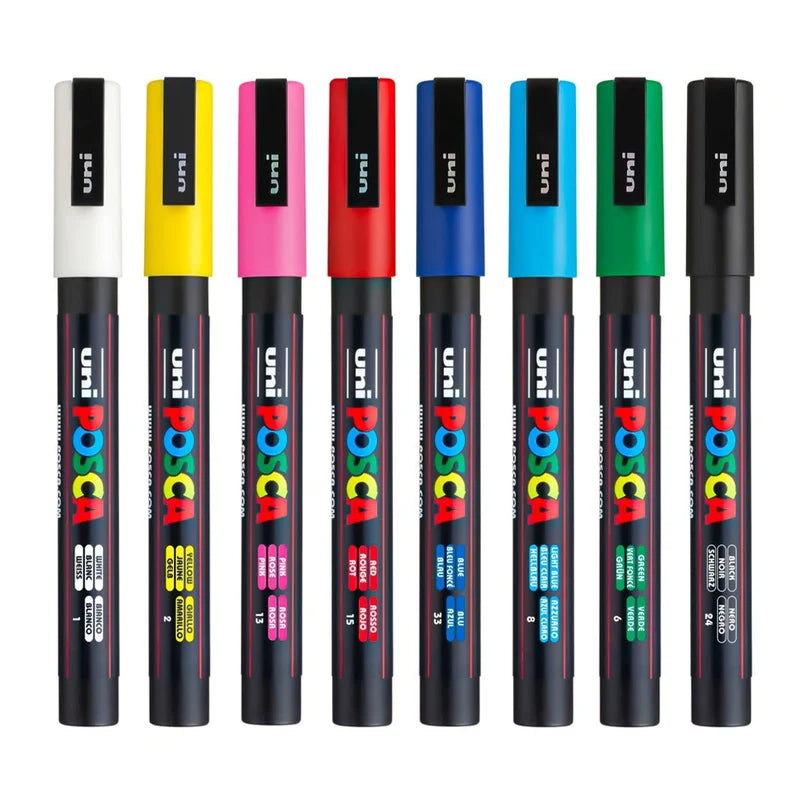 Uni-Ball Posca Water-Based Paint Marker Set- PC-3M 0.9-1.3MM