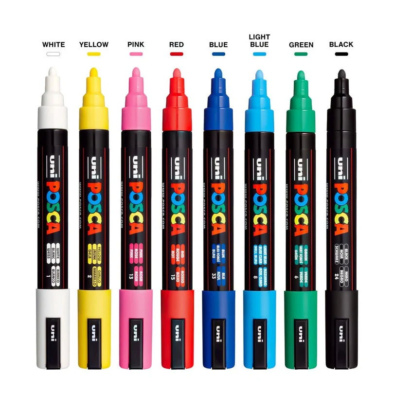 Uni-Ball Posca Water-Based Paint Marker Set- PC-3M 0.9-1.3MM