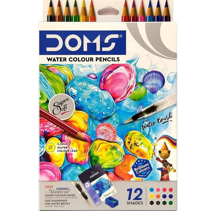 DOMS Water Color Pencil Hexagon Shaped Color Pencils | 12 Shades